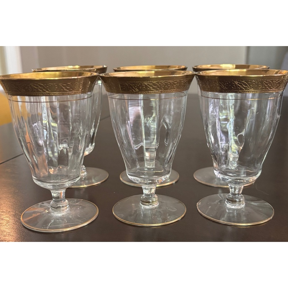 Vintage Minton by‎ Glastonbury Lotus gold optic juice glasses set of 6